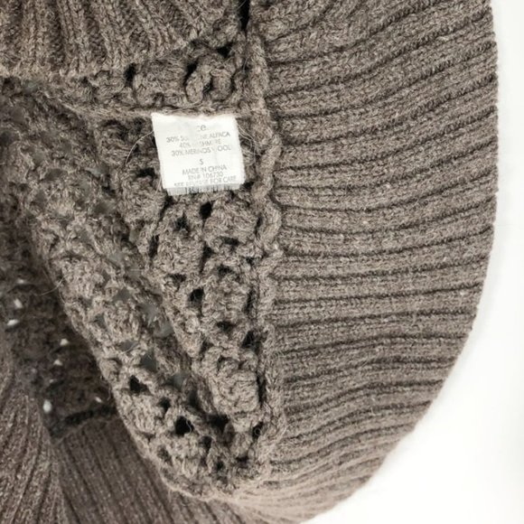 Vince Brown Knit Crochet Wool Blend Long Sleeve Cardigan Sweater - Picture 4 of 6